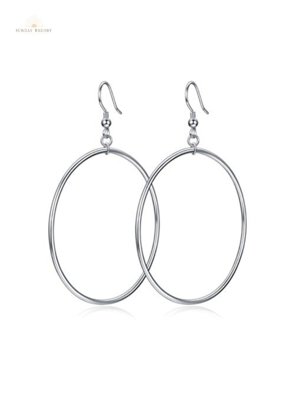 Large 50mm Sterling Silver Plated Hoop Drop Earrings, Hypoallergenic Circle